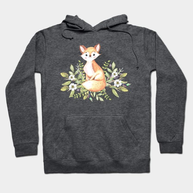 Little fox among flowers and leaves Hoodie by LatiendadeAryam